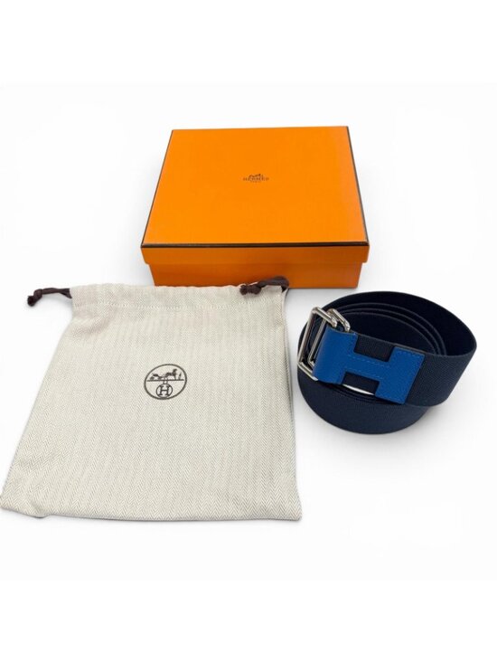Hermes Nomad Canvas Veau Motif Belt Navy Blue main image 8